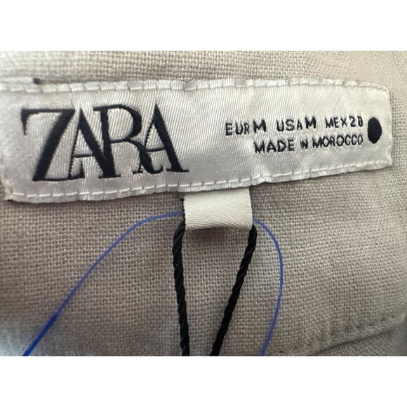 2/$30 NWT ZARA Medium Pale Gray Linen-Blend Wide-Leg Trousers High Waisted - Picture 4 of 14